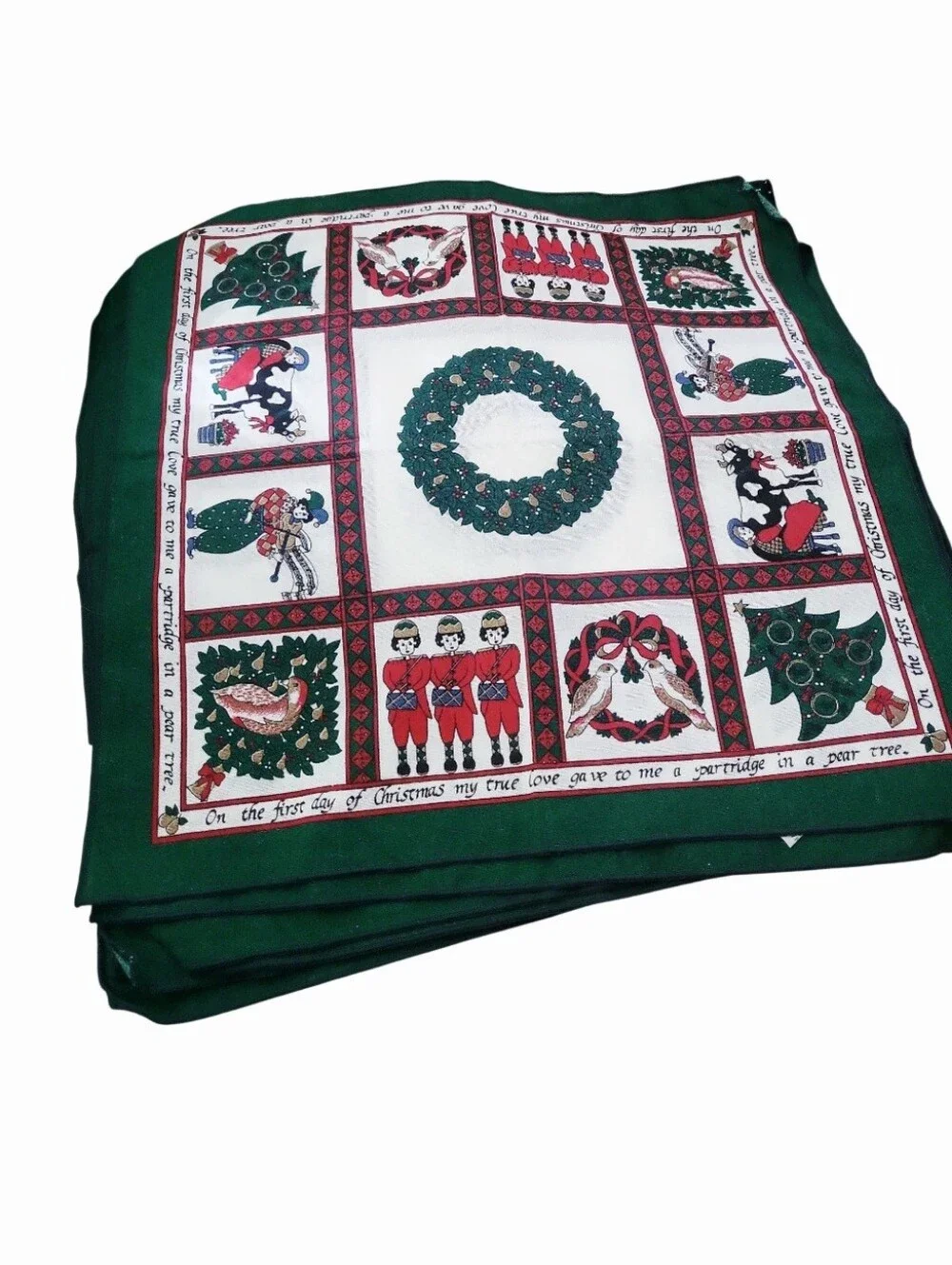 Vintage Sunweave 12 Days Of Christmas Holiday  Napkin Set Of 8